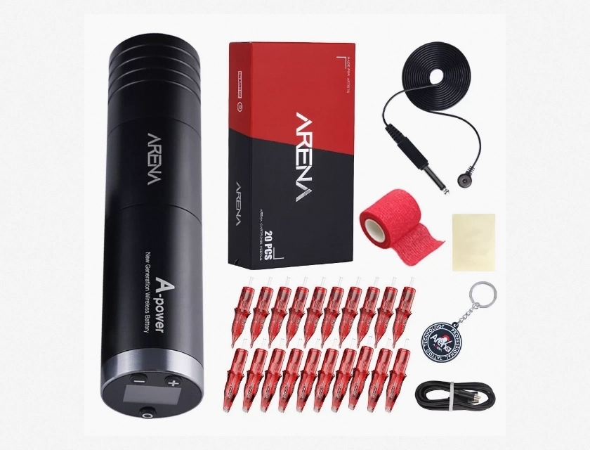 Arena A Power Wireless Rotary Tattoo Pen Machine Kit with LED Display and Direct Drive