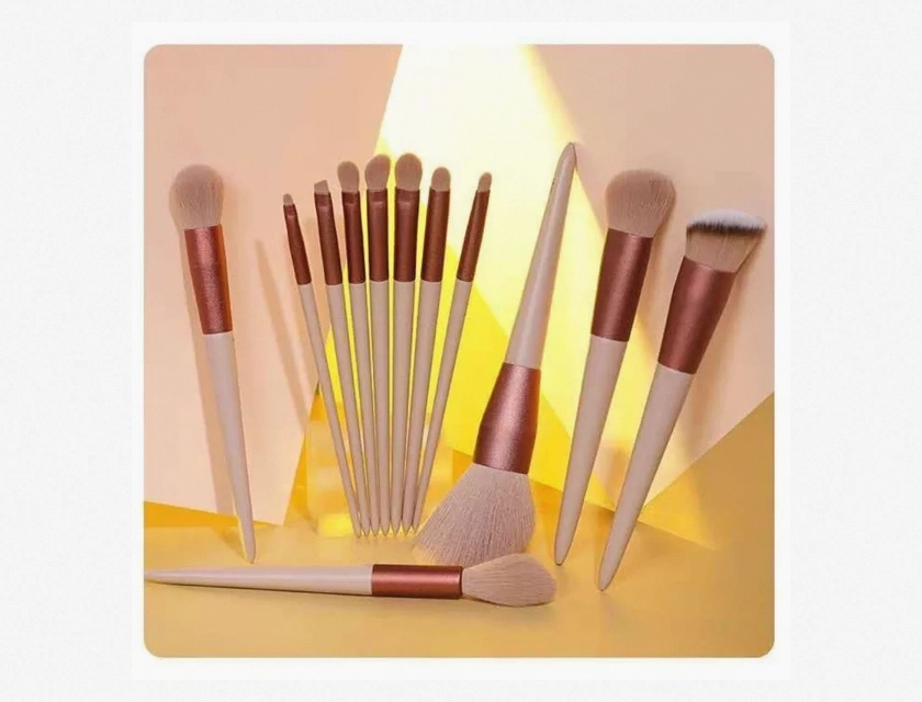 13-Piece Makeup Brush Set for Powder, Foundation, Eyeshadow, Eyeliner, and Lip