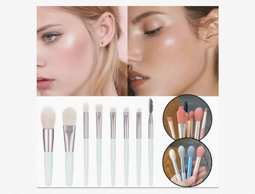 8-Piece Mini Makeup Brush Set, Professional Blusher Eyeshadow and Loose Powder Brushes