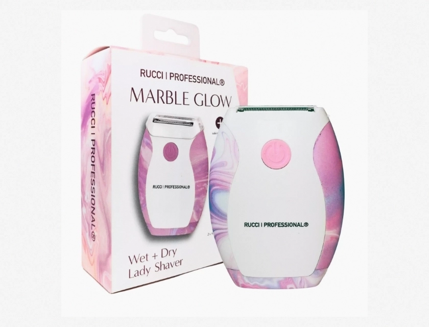 Rucci Water-Resistant Pink Marble Shaver for Wet and Dry Skin, Electric Razor for Men and Women, Cordless Rechargeable Grooming Tool