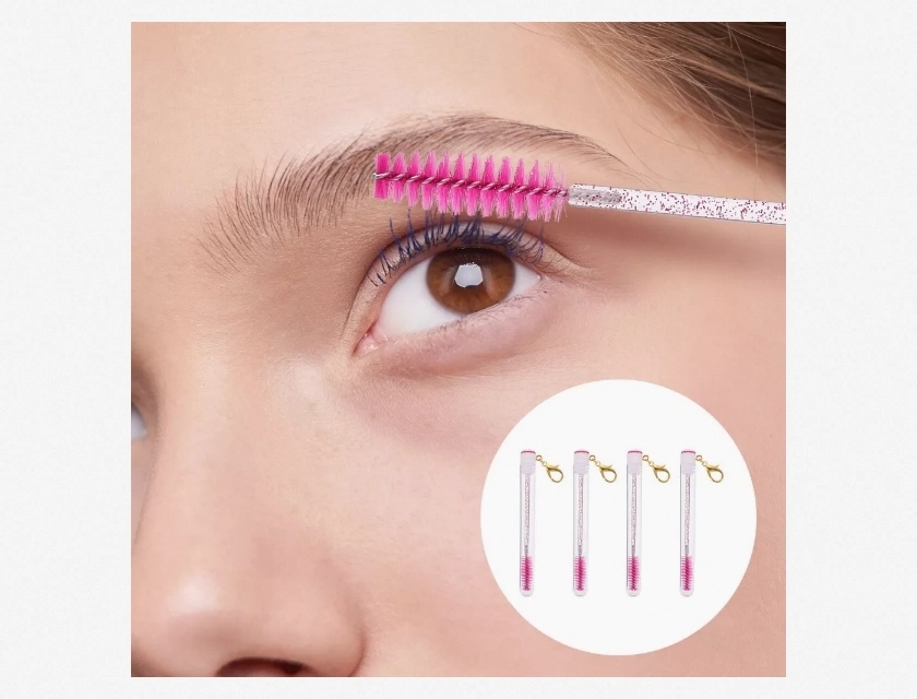 Tube Mascara Brush and Refillable Container (4 Pieces) for Eyebrow and Eyelash Makeup