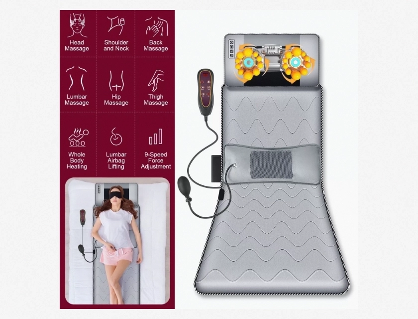 10-Motor Full Body Memory Foam Massage Mat with Heat, 9 Modes, Shiatsu Back and Neck Massager for Home Use