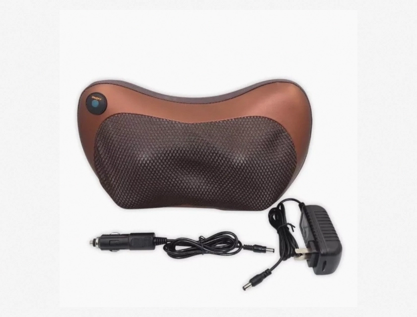 Portable 4-Head Massage Pillow with Deep Kneading Shiatsu, Neck and Back Massager for Home, Office, and Travel Use