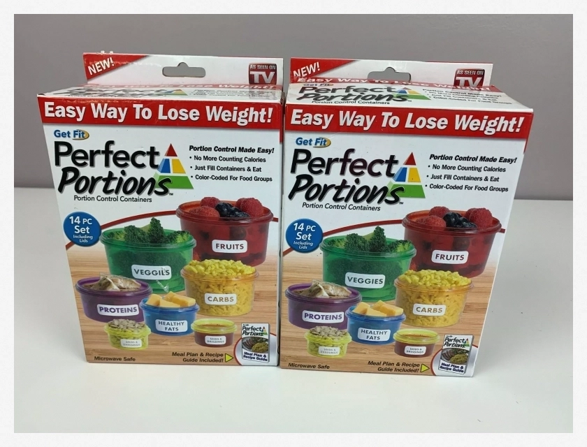 Perfect Portions Meal Control Containers, Weight Loss Aid, 2 Count with Meal Plan Recipes