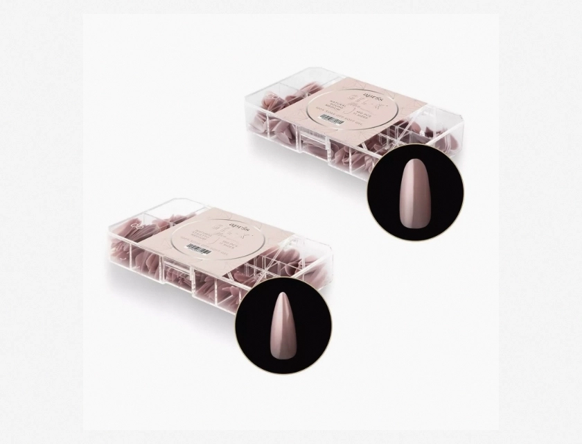 Apres Nail Gel X Neutrals – Mia Natural Round Medium & Natural Stiletto Medium Set, 24 Pieces