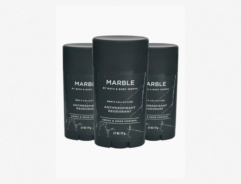 Bath & Body Works Men’s Collection Marble Sweat & Odor Control Deodorant, 2.7 oz, Pack of 3