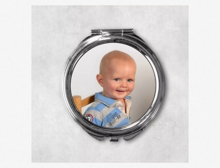 Personalized Custom Round Pocket Mirror with Photo, Compact Size, Perfect Gift for Women and Men