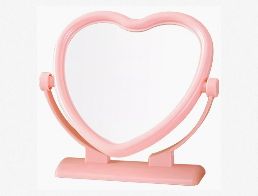 Heart Shaped Double Sided Desk Tabletop Vanity Makeup Mirror