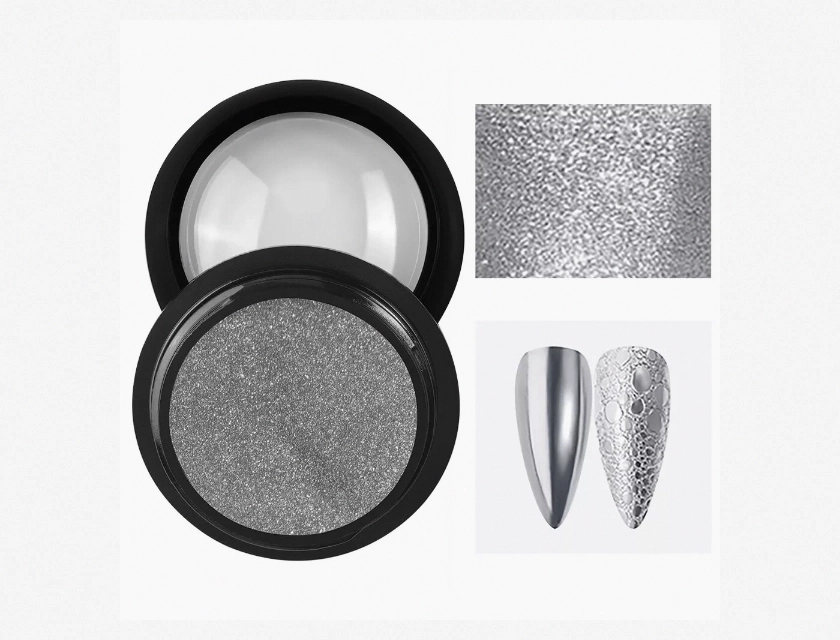 Aokitec Mirror Chrome Silver Nail Powder for Professional Nail Art, High Shine Metallic Effect