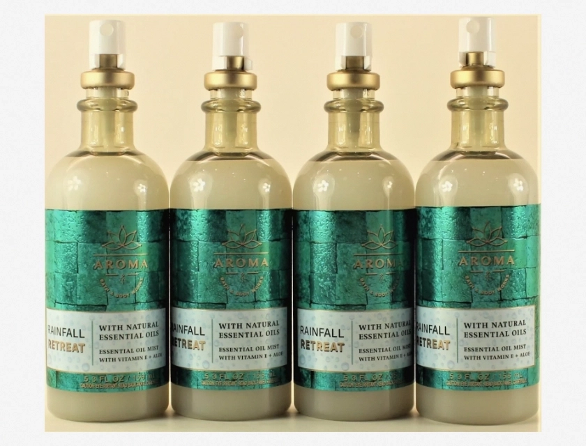 Bath & Body Works Rainfall Retreat Aroma Essential Oils Mist Spray, 5.3 oz, Pack of 4