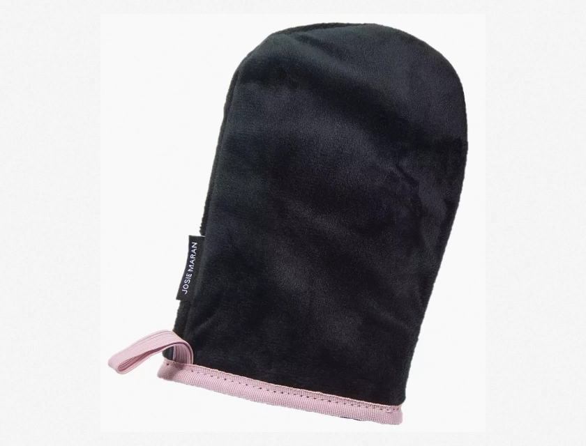 Josie Maran Self Tanning Mitt – Microfiber Plush Applicator Glove for Streak-Free Tan, Black