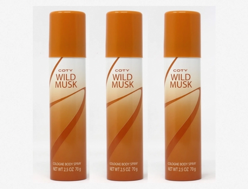 Coty Wild Musk Cologne Spray, 3 Pack of 2.5 fl oz