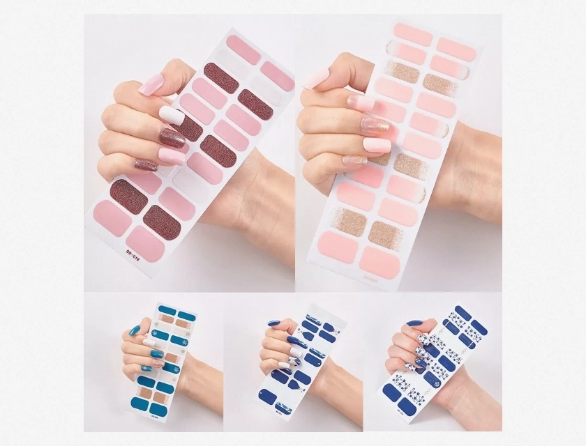 22 Tips 3D Nail Wraps, Self-Adhesive Nail Art Stickers