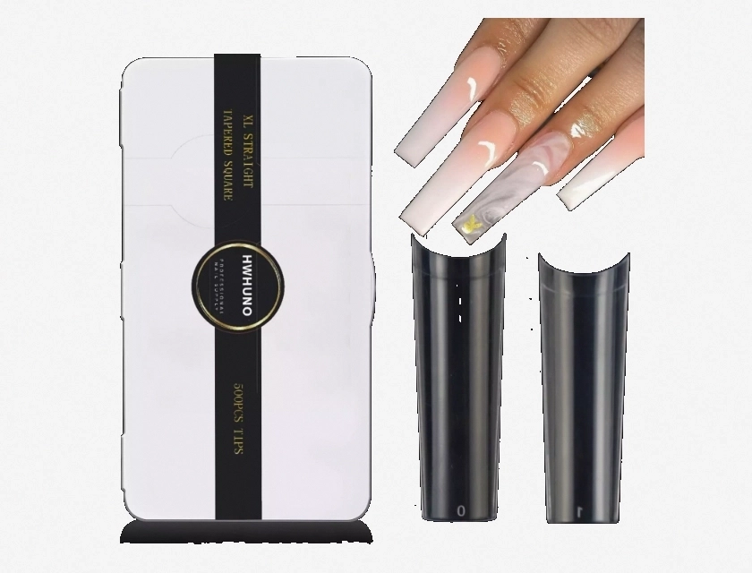 500 Pcs Square Cone Extra Long False Nails Tips No C Curve, Full Cover Acrylic Nail Tips for Nail Art Decoration