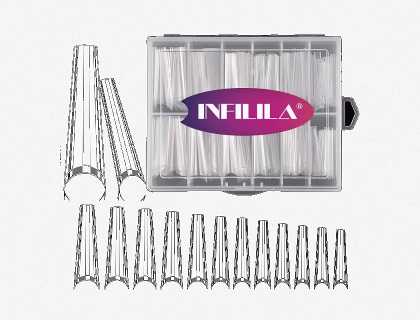 Extra Long XL Clear Half Cover Coffin Nail Tips – 240 Count Acrylic False Nails for Professional and DIY Manicure