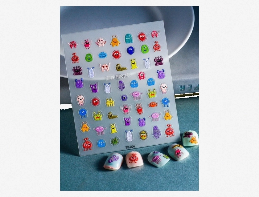 1 Piece Cartoon Monster Nail Art Sticker Decals Decoration