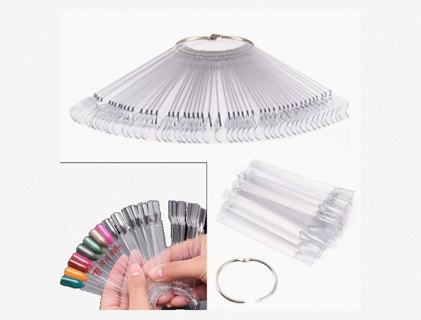 50 Pcs Nail Art Tips Colour Sticks Display Fan Practice Starter Ring for DIY Nail Art