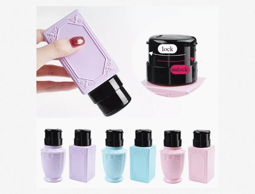 Refillable Pump Bottle for Nail Art, Liquid Alcohol Container, Press Bottle