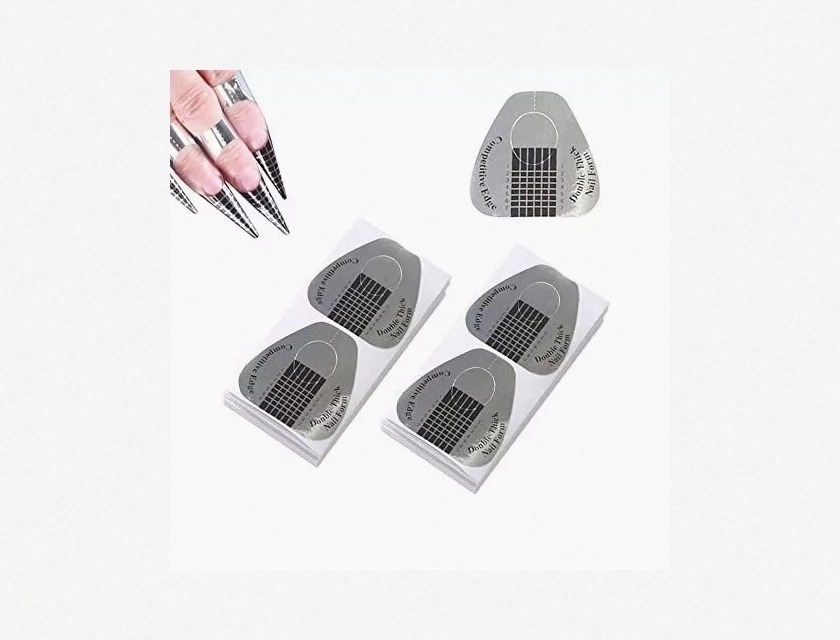 200 Pcs Silver Horseshoe Acrylic Nail Forms for Nail Extension
