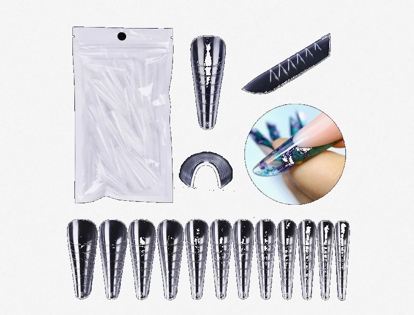 Nail Dual Forms 60 Pieces False Nail Tips Extension for Building Nail Gel System