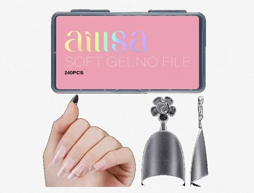 Acrylic Clear Half Cover Nail Tips, False Soft Gel Nails, Short Almond Shape for Salon or Home Use