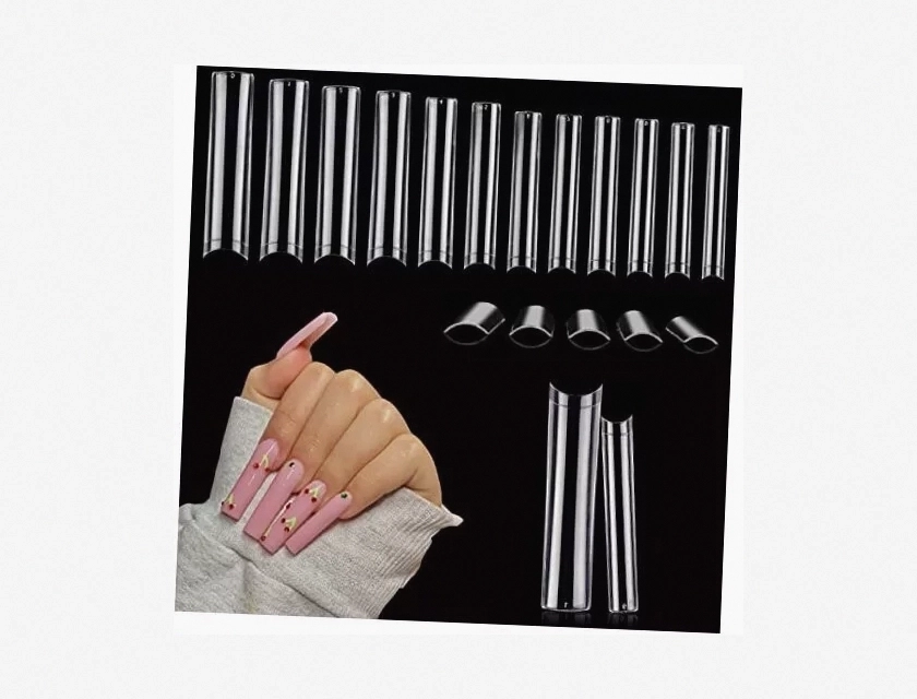 504 Piece No C Curve Clear Nail Tips for Acrylic Nails – Professional Full Cover False Nails