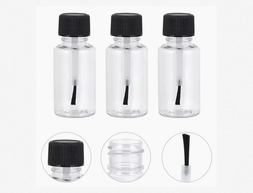 Plastic Nail Polish Bottles with Brush Cap – 10ml, 15ml, 20ml, 30ml, 50ml