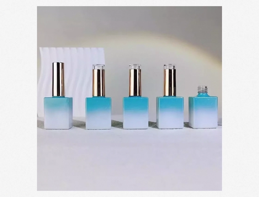 10ml Empty Nail Polish Bottles with Brush, Blue White Gradient DIY Nail Art Bottles