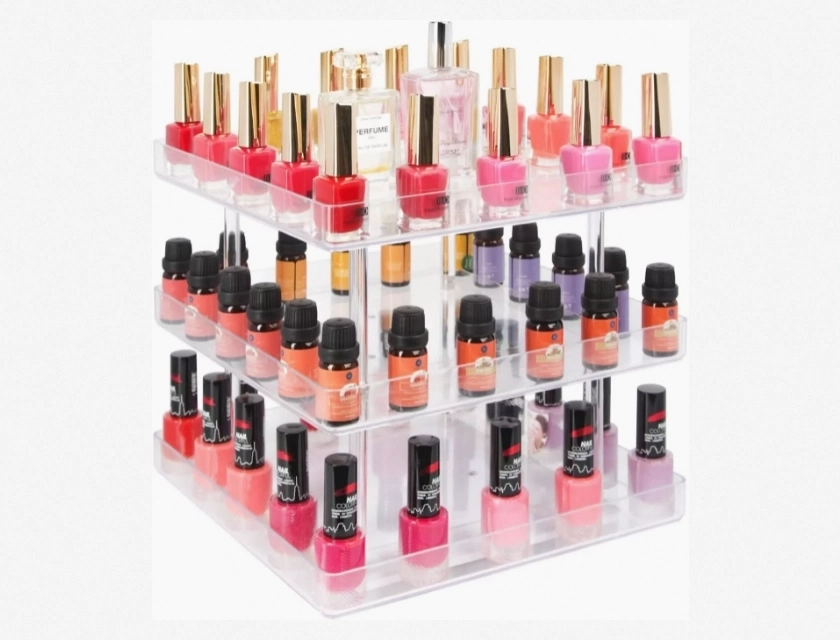 3-Tier 360 Rotating Clear Nail Polish Display Rack, Makeup Organizer