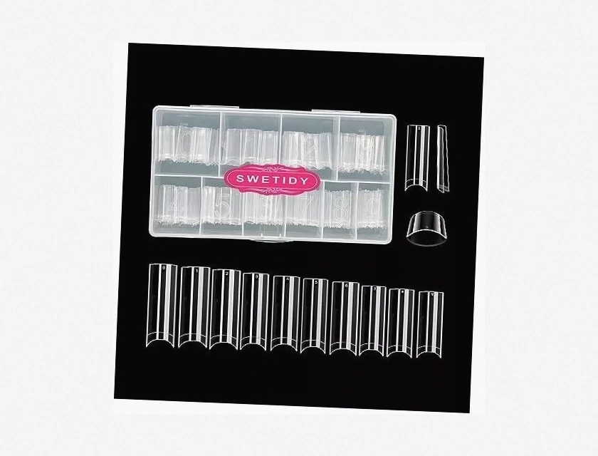 500-Piece XL No C Curve Square Nail Tips, Clear Acrylic Tapered Square Shape for Professional Nail Art