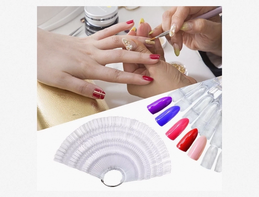 150 Pieces Nail Art Tip Sticks for Beginners, Gel Polish Color Display with Split Ring