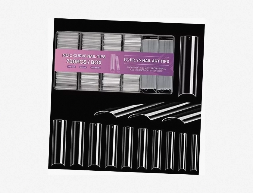 700 Pieces Square Nail Tips, Clear Straight False Nails for Acrylic and Gel, No C Curve, Professional Nail Art Supplies