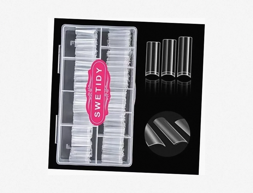 Clear Acrylic Square Nail Tips 500 Pieces No C Curve XL Long Square False Nails for Acrylic Gel Nail Art