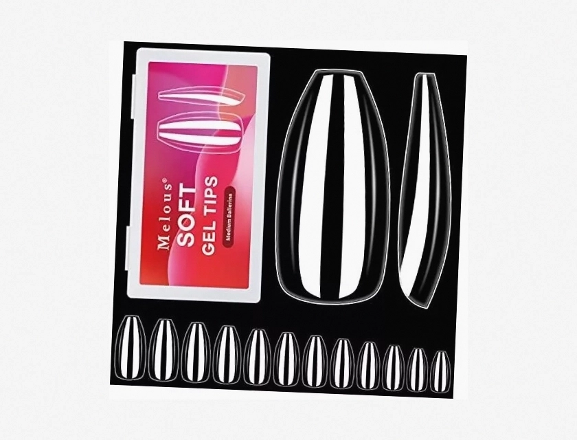 600 Pcs Clear Full Cover Medium Ballerina Nail Tips