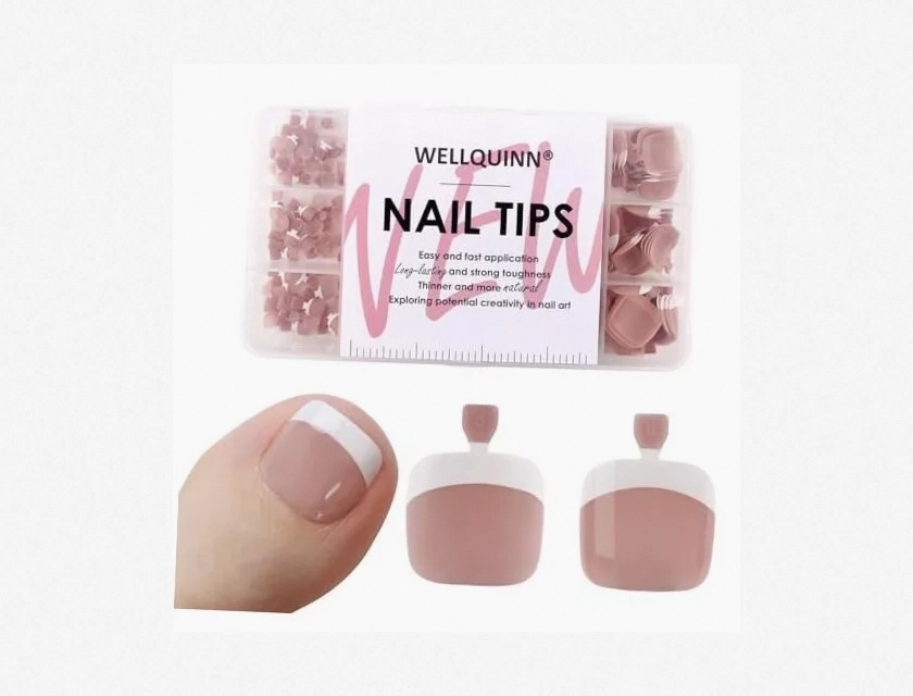 Brown French Toe Nail Tips Clear Acrylic False Nails for Pedicure