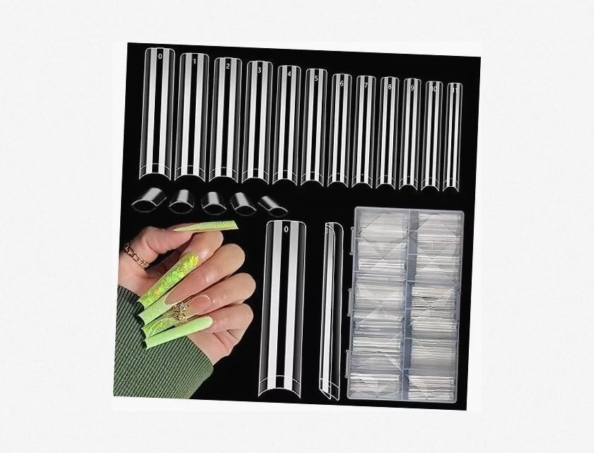 504 Pcs Clear Nail Tips No C Curve for Acrylic Nails