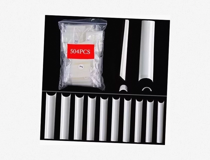 Natural Half Cover Square Nail Tips 504 Pieces – No C Curve, XXXL Size for Professional Nail Art