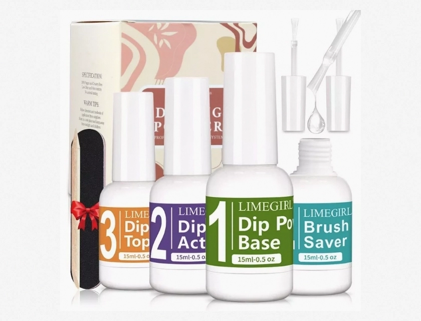 Dip Powder Gel Liquid Set Base and Top Coat Brush Saver for Nail Art