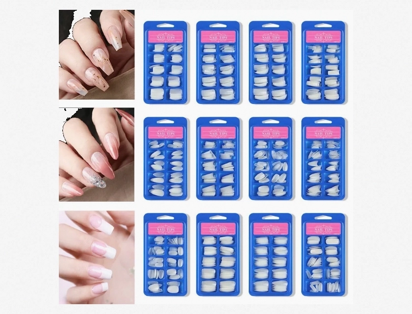 100 Pcs French Nail Extension Full Half Cover Transparent Acrylic Nails Chic