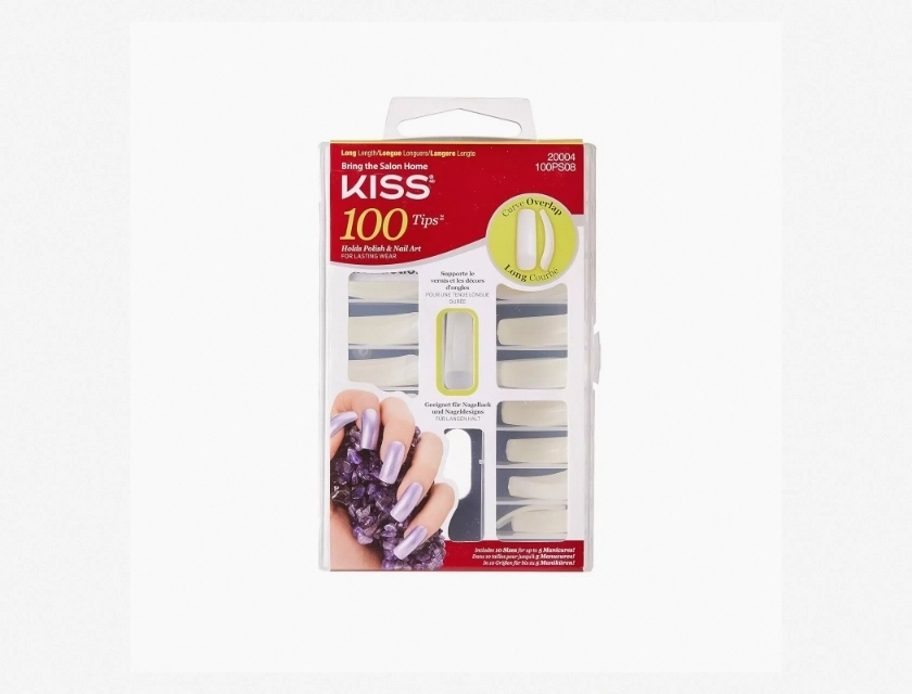100 Pieces Curved False Nail Tips Kit, Long Lasting Overlay for Acrylic and Gel Nails
