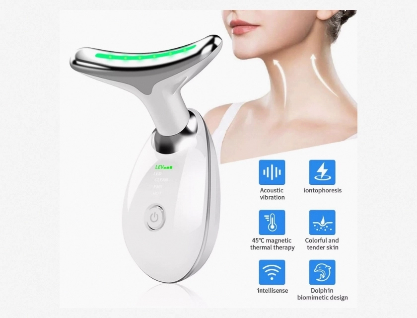 3 Color Anti Wrinkle LED Photon Therapy Neck Massager for Skin Tightening and Rejuvenation