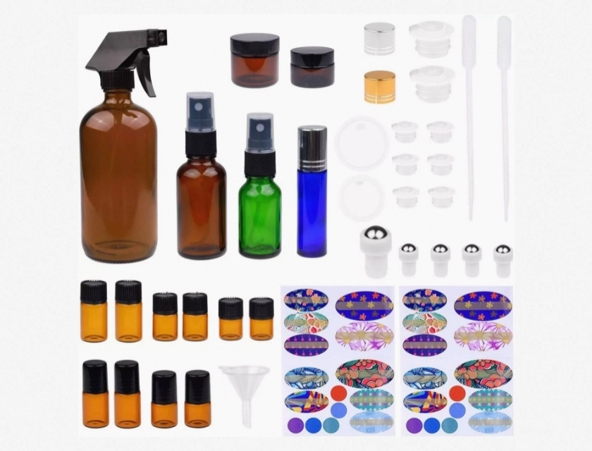 Kare & Kind Refillable Essential Oil Bottle Kit, Brown