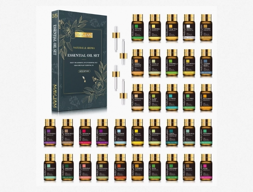 Mayjam Essential Oils Set, 35 x 5 ml Bottles, 100% Pure & Natural, Aromatherapy Gift Kit