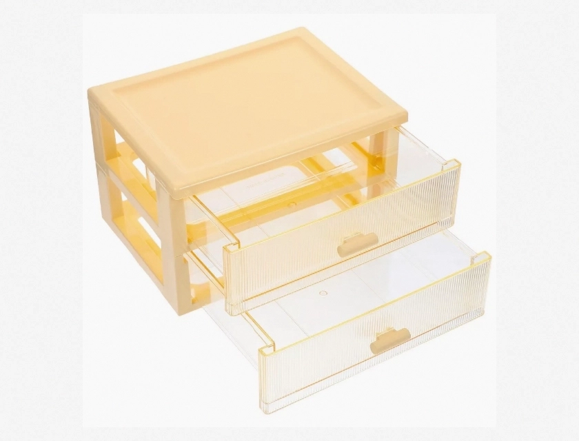 Small Drawer Organizer – Desktop Storage Box, Plastic Desk Organizer with Drawer for Home Office Supplies