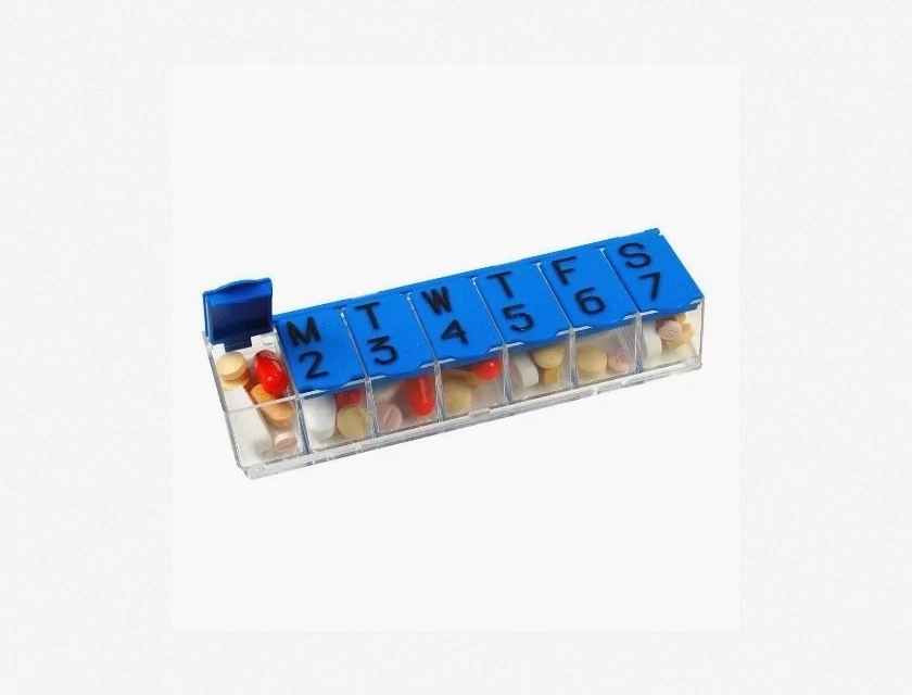 Home Care Pill Box Organizer Set of 2, Blue and Red