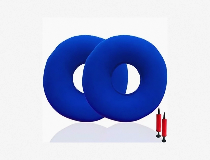 2-Pack Inflatable Donut Pillow for Tailbone Pain Relief, Seat Cushion with PU Cover