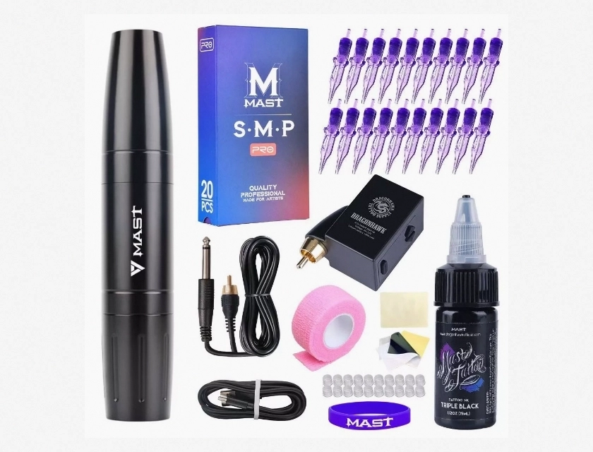 Mast Magi Rotary Tattoo Pen Machine Kit with Wireless Battery for PMU and SMP
