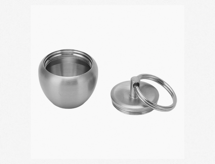 Stainless Steel Pill Case, Apple Shape, Portable Travel Medicine Organizer