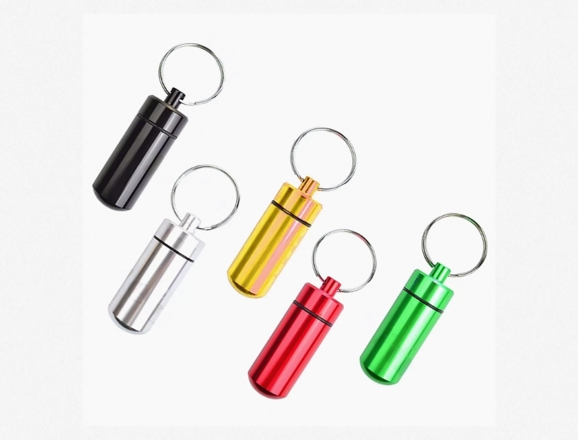 Pill Keychain Mini Pill Bottle Emergency Medicine Storage Portable Travel Container