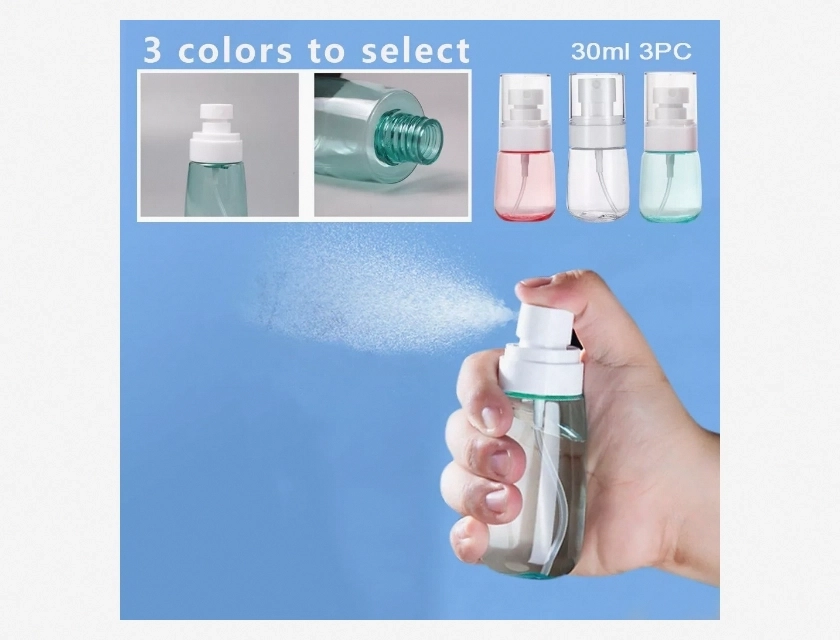 Empty Small Plastic Spray Bottle with Plastic Sprayer for Travel, 3 Pack 30ml